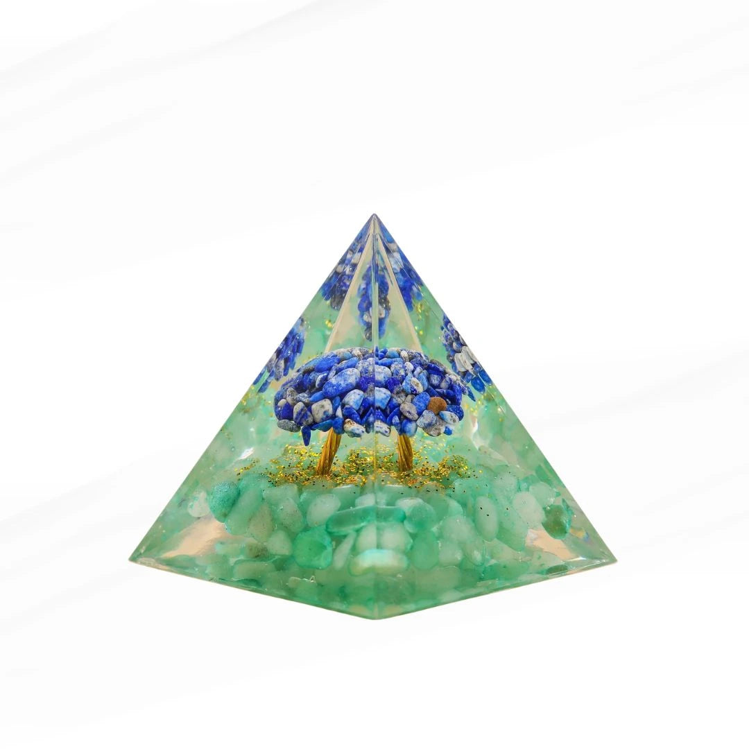 Perfect Balance - Orgonite Pyramid Tree of Life in Lapis Lazuli and Aventurine