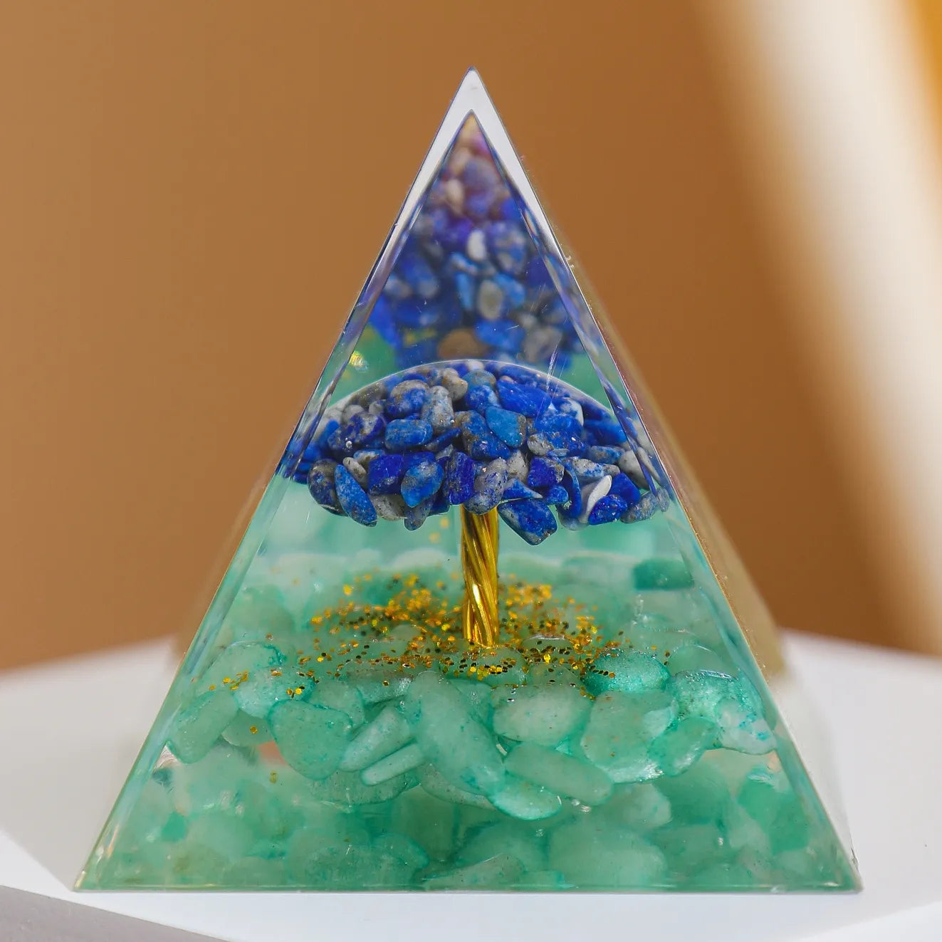 Perfect Balance - Orgonite Pyramid Tree of Life in Lapis Lazuli and Aventurine