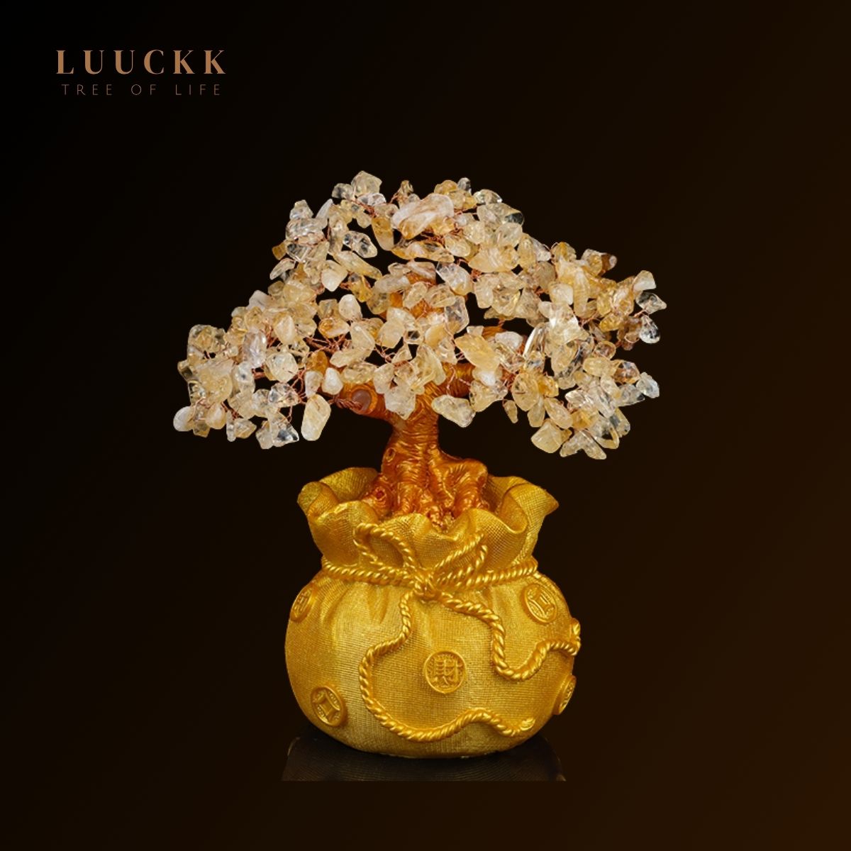 Fortune - Tree of Life in Citrine on Treasure Bag