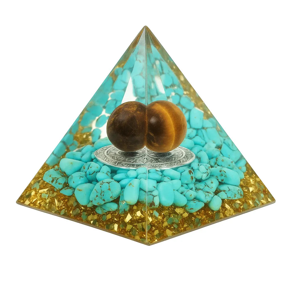 Healing - Orgonite Pyramid in Turquoise and Tiger Eye