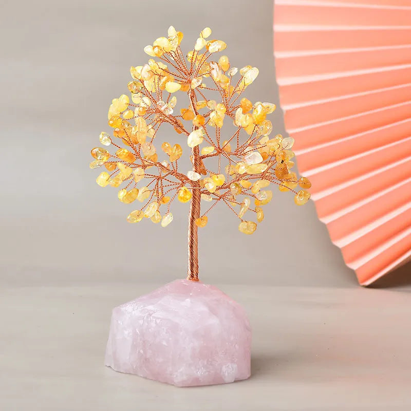 Joie de Vivre - Tree of Life in Citrine and Base in Rose Quartz