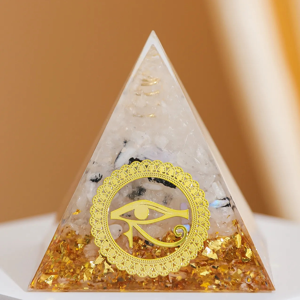 Protective Power - Orgonite Pyramid Eye of Horus in Clear Quartz