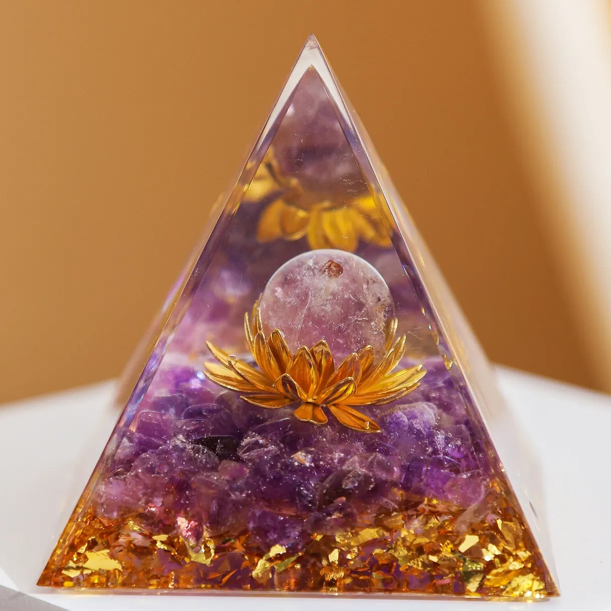 Renaissance - Orgonite Pyramid Lotus in Amethyst