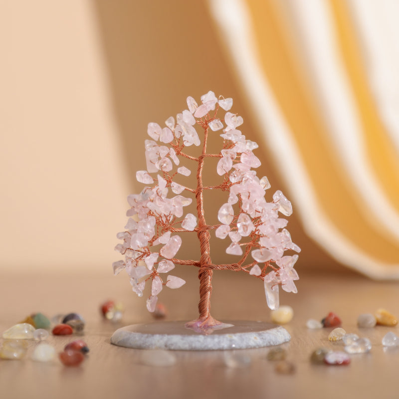 Serenity - Tree of Life in the Shape of Rose Quartz