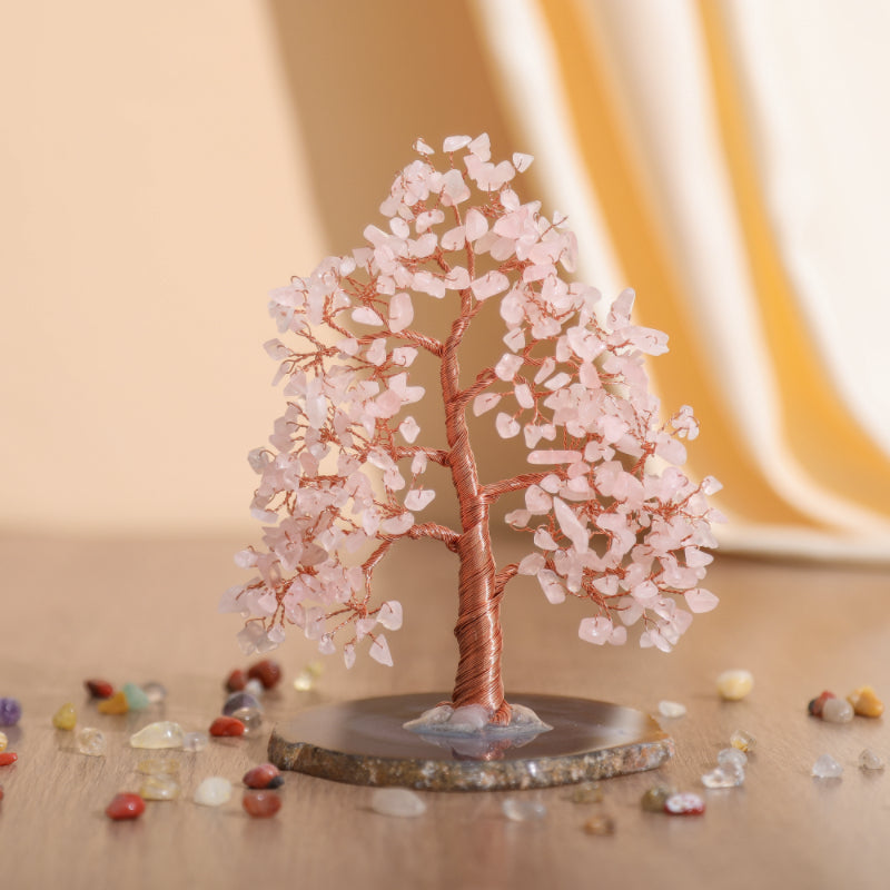 Serenity - Tree of Life in the Shape of Rose Quartz